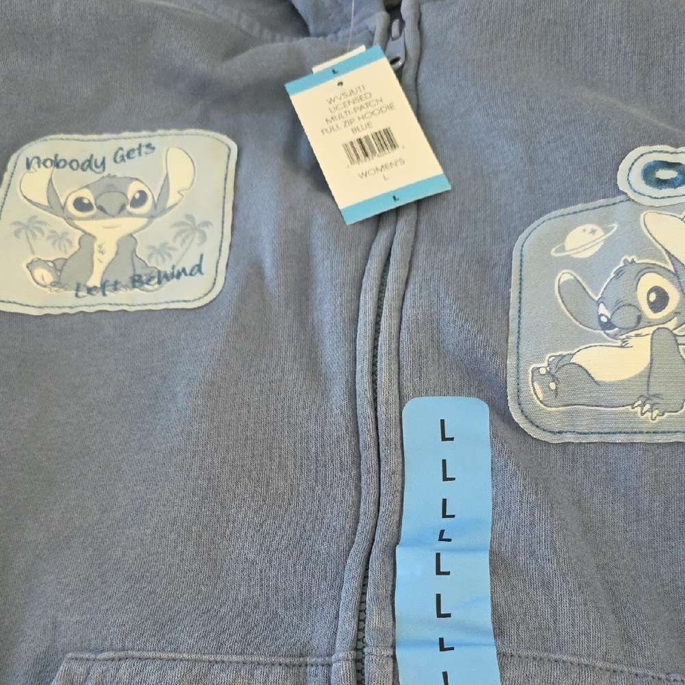 NWT Disney Blue Stitch Patch Zip Hoodie - Picture 10 of 10